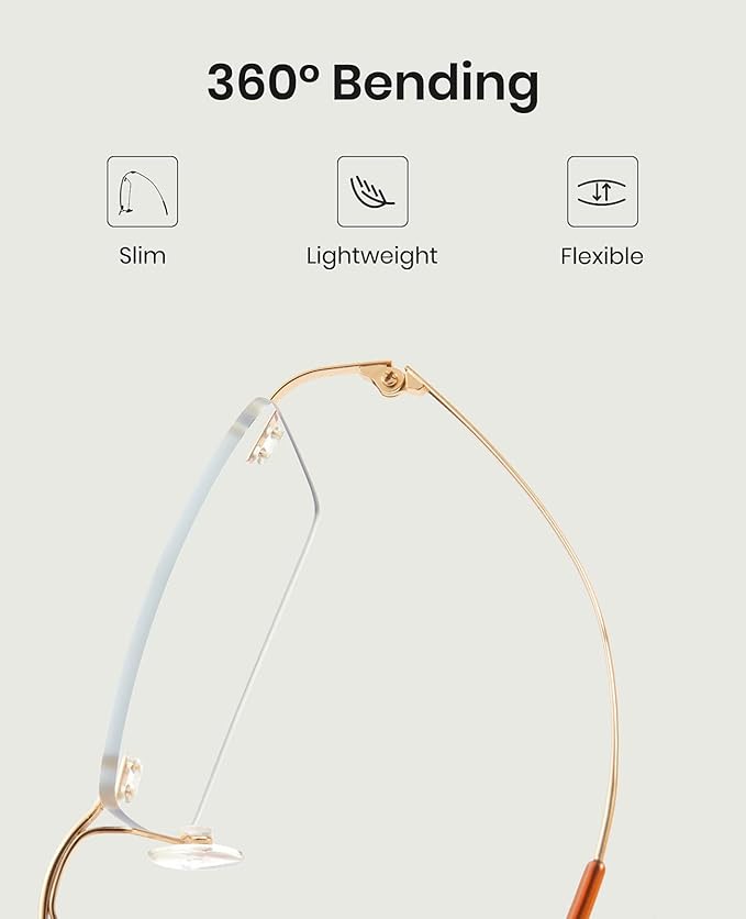 Cyxus Titanium Blue Light Glasses for Men Blue Light Blocking Eyewear Ultra Light Anti Eye Strain Rimless Eyeglasses Reduce Headache