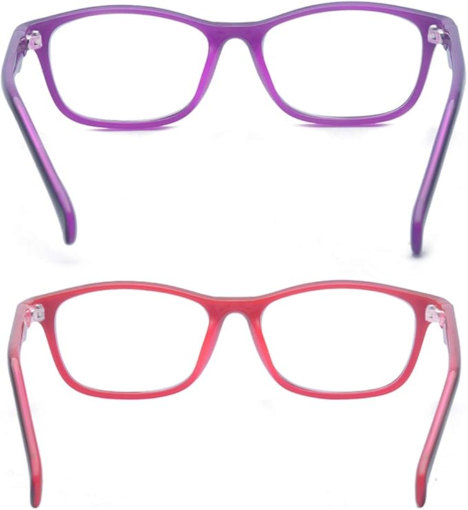 Outray 2 Pack Kids Anti Blue Light Glasses Classic Rectangle Eyewear Anti Harmful Blue Light/UV400 | Anti Glare (Purple+Red, 47)