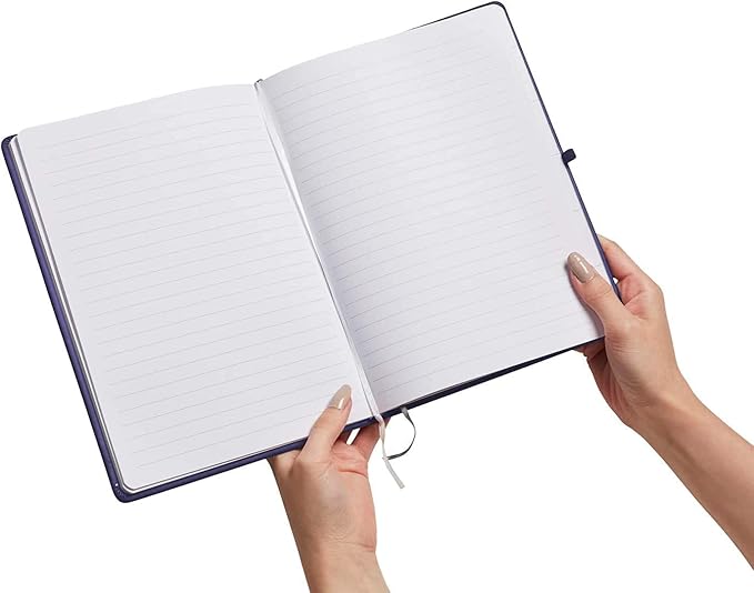 Eccolo Hardbound Writing Journal, Cool Jazz, 192 Pages of White Lined Paper with Elastic Band Closure, Lay Flat Design, Interior Gusset Pocket and Double Bookmarks (Red, 7.25-x-9.6 Inches)