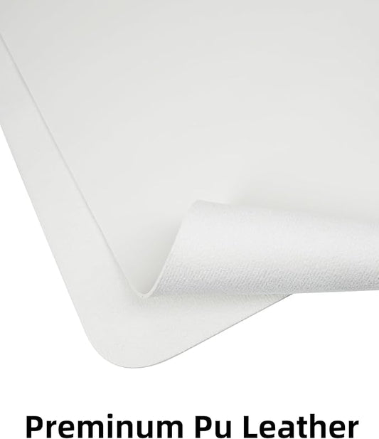 Leather Desk Pad Protector,Mouse Pad,Office Desk Mat, Non-Slip PU Leather Desk Blotter,Large Desk mat,Waterproof Keyboard mat for Office/Home/Decor (White,48" x 17")