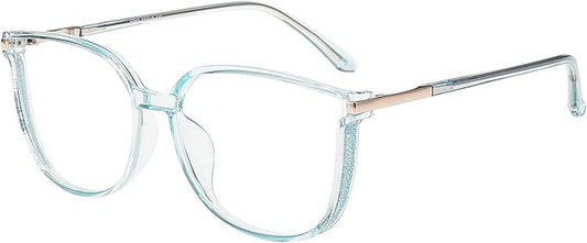 GUDVUE Oversized Blue Light Glasses, Computer Reading/Gaming/Phones Glasses, Anti Glare/UV400/Eye Strain, Large Square Frame