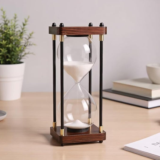 Hourglass Timer 60 Minutes Sand Timer for Gift 1 Hour Glass Sand Clock for Home/Desk/Office Decor and Classroom Timer (White, 60 Minutes)