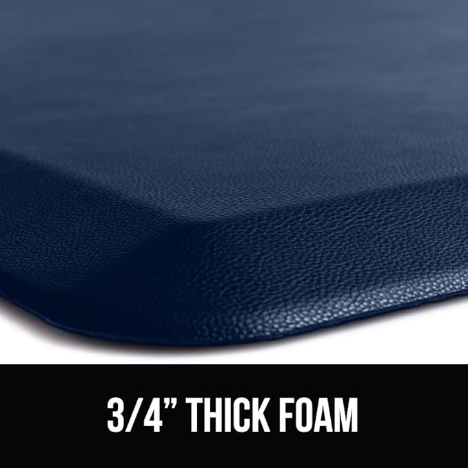 GORILLA GRIP Comfortable Cushioned Kitchen Mats for Floor, Waterproof and Stain Resistant Soft Top, 3/4 Inch Thick Ergonomic Standing Desk Anti Fatigue Mat, Foam Supports Ankles and Feet, 17x24, Navy