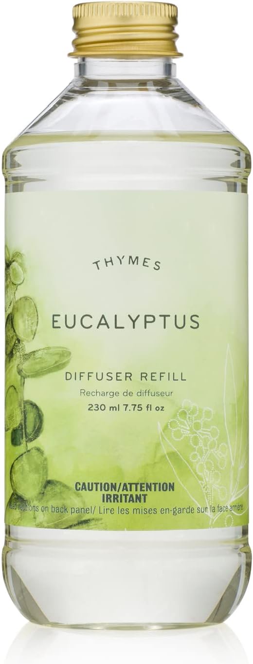 Thymes Reed Diffuser Oil Refill – Fragrance Oil for Diffuser Refill – Flameless Home Fragrance Products – Home Luxury Scents with Notes of Eucalyptus Oil, Lemon, & Bergamot (Eucalyptus, 7.75 fl oz)