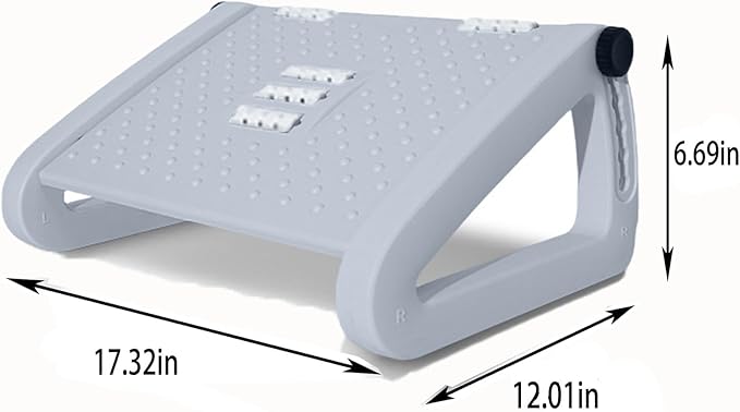 Under Desk Foot Rest for Office, Adjustable Ergonomic Accessories Portable Small Foot Stool Massager, Computer Foot Hammock Rest for High Gaming Chair Tall Footrest for Couch(Grey)