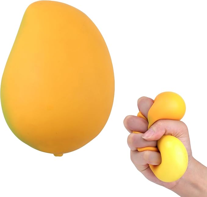 Anboor Mango Squishies - Simulation Stretchy Mango Stress Balls, Fruit Sensory Toys for Anxiety Relief