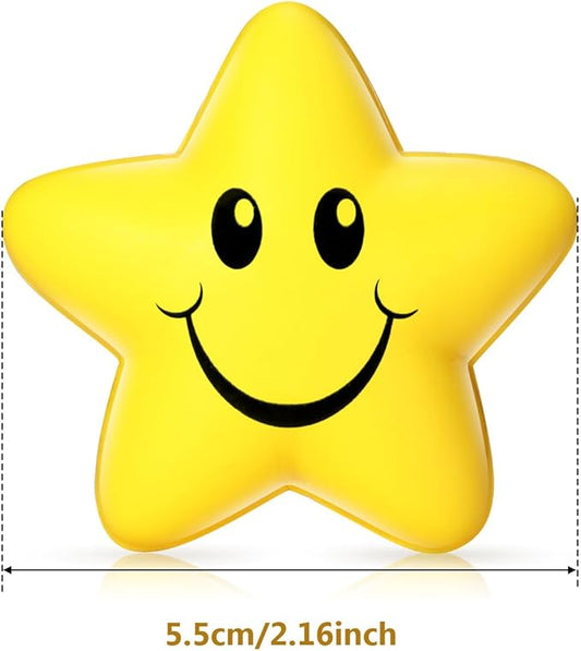 20 Pieces Star Smile Face Stress Balls Star Mini Foam Smile Ball Stress Relief Toy Mini Classroom Exchange Gifts Kids Toys for School Carnival Reward, Student Prizes, Party Bag Fillers