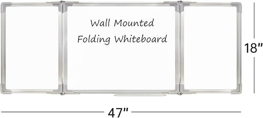 Whiteboard Set - Dry Erase Board 47 x 18 in with 1 Dry Wipe Eraser, 4 Markers, 4 Magnets and 6 Magnetic Notes - Large Vision Wall White Board for Home Office College