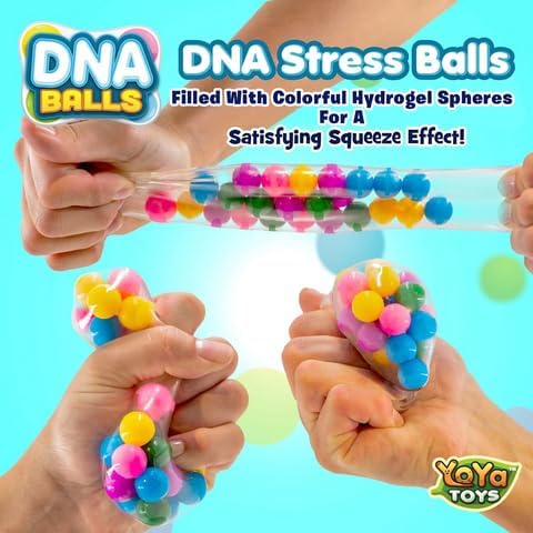 YoYa Toys DNA Balls - Fidget Toy Stress Ball - Colorful Soft Squishy - Mental Stimulation, Clarity & Focus Tool - Fun for Any Age - 3 Pack