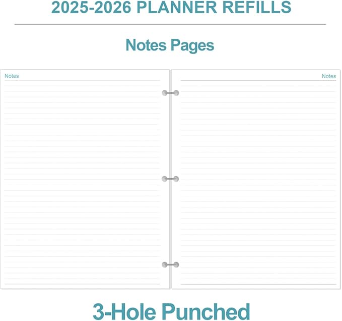 2025-2026 Planner Refill - One Page Per Day, 3-Hole Daily & Monthly Planner Refills, July 2025-June 2026, Prioritized, To-Do List, Notes, Appointment Schedule, Folio Size, 8.5" x 11"