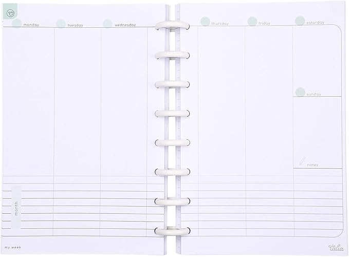 Talia Discbound Notebook Refills (Weekly Undated Layout, Junior (5.5in x 8.5in))