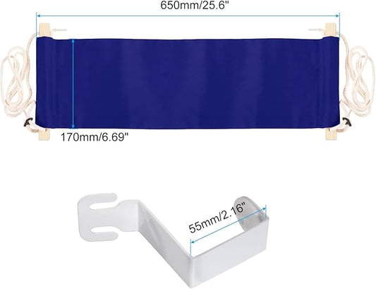 PATIKIL Foot Hammock Under Desk, Adjustable Foot Rest Sling with Hooks Portable Desk Footrest for Airplane Travel Home Office, Dark Blue Style 1