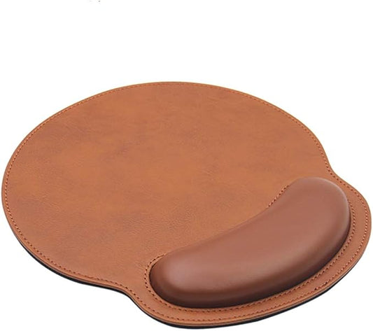 RICHEN Ergonomic PU Leather Mouse Pad with Wrist Support,Comfort Memory Foam,Waterproof Surface,Non- Slip Rubber Base for Computer Laptop & Mac,Lightweight Rest for Home,Office & Travel (Brown)
