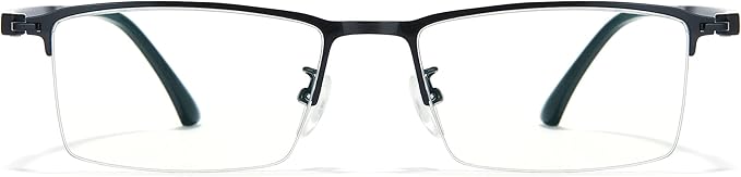 Cyxus Blue Light Glasses for Men Semi Rim Glasses Crystal Lens Rimless UV Blocking Gaming Eyeglasses Black 8003