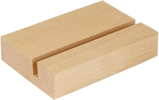 UNIQOOO 3.5" Birch Wood Stand for Monthly Desk Calendar, Wooden Block Base, Cardstock Holder, For Office Home Retail Reception Decor, Photo Display, 2 Pack