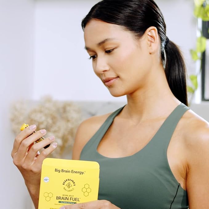 BEEKEEPER'S NATURALS B.LXR Brain Fuel - Memory, Focus and Clarity Liquid Formula, Supports Productivity Royal Jelly, Ginkgo Biloba, Bacopa Monnieri Keto Friendly, Gluten & Caffeine-Free, (6 ct)