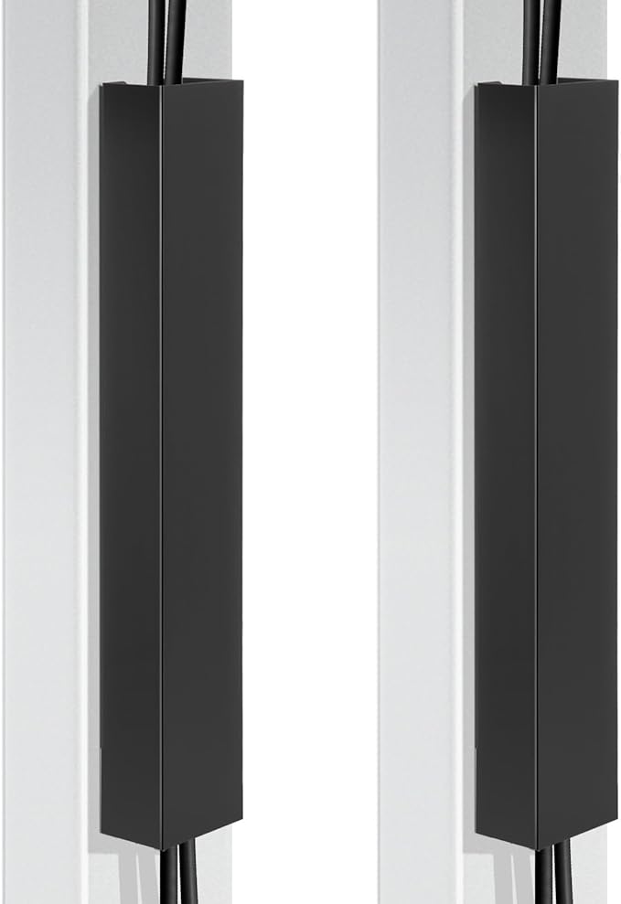 Blulu 2 Pack Black Steel Magnetic 14 Inch Cable Management Channel for Under Desk Leg Vertical Wire Hider Cover Desk Cable Organizer No Drill Cord Organizer Cord Hider Management for Home Office