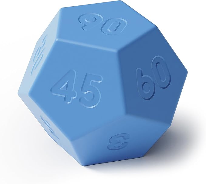 Mooas Dodecagon Time Ball Rechargeable Mini Timer (Blue), 11 Preset Times, Desk Productivity, Pomodoro, Sound/Vibrate/Mute, ADHD, Workout, Study, Cooking