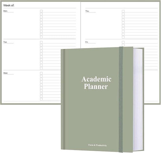 Academic Planner for 2025 2026 or Anytime – 8.5" x 11" Undated Weekly Student Planner For Homeschool, High School, College & Nursing Students, 200 Pages, Green