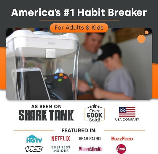 Kitchen Safe Time Locking Container, Cell Phone Jail, Medication Lock Box, Break Bad Habits, Quit Smoking, Stop Snacking, Gaming Addiction, Family Time (XL, Red Lid + 12.3” White Base)