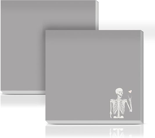 Sticky Notes 3x3 Inches, 2 Pads Cute Colorful Self-Stick Note Pads, Easy to Post for Home, Office and Daily Life Organization Cute Skull Heart