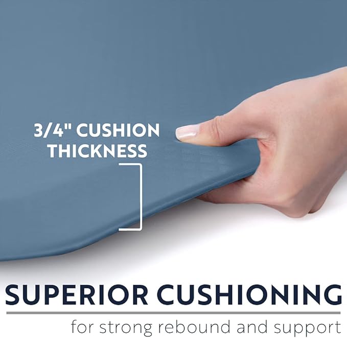 KANGAROO Thick Ergonomic Anti Fatigue Mats for Kitchen Floor, Cushioned Standing Office Desk Mat, Waterproof Scratch Resistant Topside, Supportive All Day Comfort Padded Foam Rugs, 17x24, Sky Blue