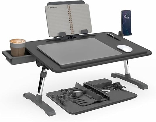 Limitless TotalDesk Portable Modern Workstation and Lap Desk with Adjustable Height & Tilt (Charcoal)