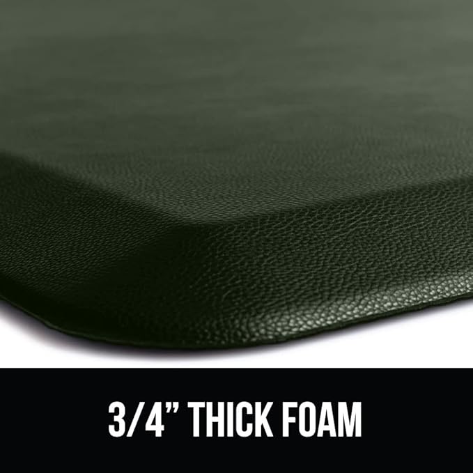 GORILLA GRIP Comfortable Cushioned Kitchen Mats for Floor, Waterproof and Stain Resistant Soft Top, 3/4 Inch Thick Ergonomic Standing Desk Anti Fatigue Mat, Foam Supports Feet, 20x32, Hunter Green