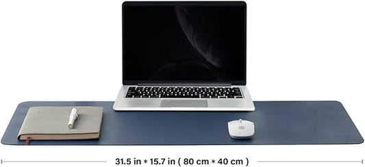 Cork Desk Mat - Dual-Sided Desk Pad for Office and Home - Desk Organization and Accessories - Ideal for Large Mouse Pad and Desk Mats on Top of Desks(Dark Blue,80cmx 40cm)