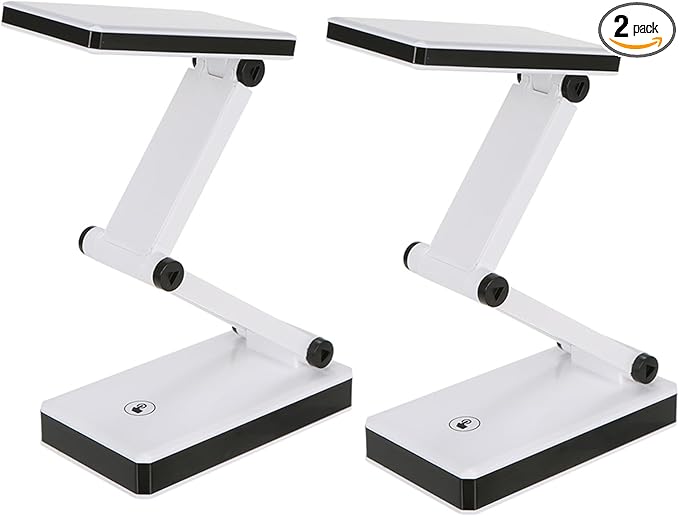 Lixada Foldable LED Desk Lamp Portable LED Table Lamp Folding Light Sensitive Touch Control 3 Levels Adjustable Brightness Battery and USB Powered for Travel Studing Home Office School(2 Packs)