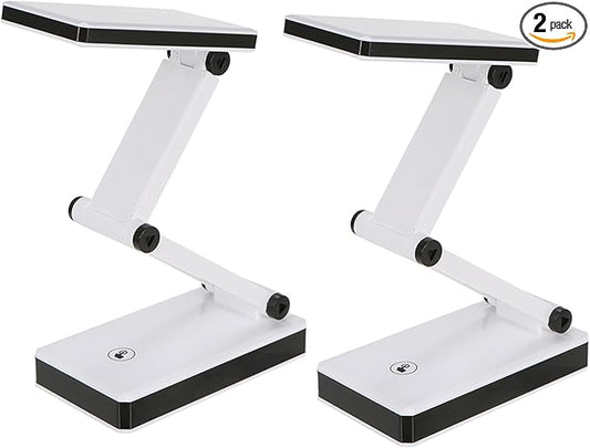 Lixada Foldable LED Desk Lamp Portable LED Table Lamp Folding Light Sensitive Touch Control 3 Levels Adjustable Brightness Battery and USB Powered for Travel Studing Home Office School(2 Packs)