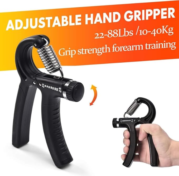 Grip Strength Trainer 7 Pack Adjustable, Finger Stretcher Resistance Extensor Bands, Finger Exerciser, Hand Gripper Strength Ring & Stress Ball