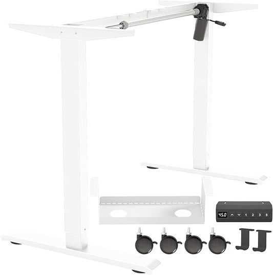 Standing Desk Frame, Electric Adjustable Legs with Memory Presets, Stand Up Desk Frame Workstation, with Cable Management Tray, Headphone Hook, Caster Wheels, for Home Office
