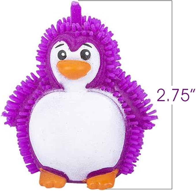 ArtCreativity Puffer Penguins, Set of 12, Fidget Toys for Kids with Soft Rubbery Spikes, Stress Relief Toys in Assorted Colors, Party Favors, Goodie Bag Fillers for Boys and Girls