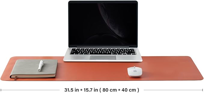 Cork Desk Mat - Dual-Sided Desk Pad for Office and Home - Desk Organization and Accessories - Ideal for Large Mouse Pad and Desk Mats on Top of Desks(Orange,80cmx 40cm)