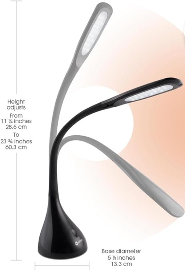 OttLite Creative Curves LED Desk Lamp with Adjustable Neck - 4 Dimmable Brightness Settings with Energy Efficient Natural Daylight LEDs for Home Office, Computer Desk, & Dorms