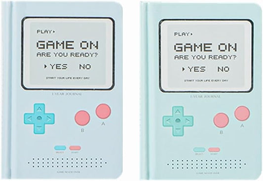 Undated Daily Planner 365 Days Notebook Game Design Pocket Organizer Appointment Book Journal Notebook A6 mini Cute Diary (Blue+Green)