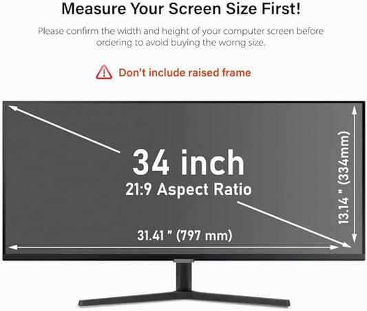 34 Inch Computer Privacy Screen Filter for 21:9 Ultra-Wide Aspect Ratio Widescreen Monitor - Anti Glare Blue Light Filter, Removable Computer Monitor Privacy Shield, Anti-Scratch Screen Protector
