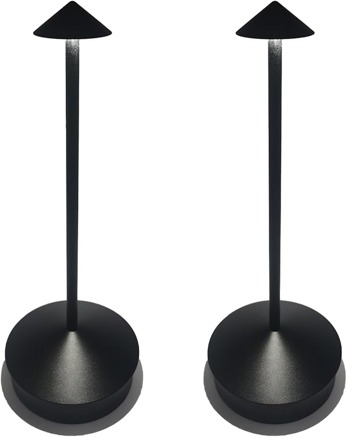 Cordless Rechargeable LED Table Lamps, 1800mAh Battery Desk Lamp Outdoor Portable Touch Dimmable Table Night Light for Patio Restaurant Dining Home Set of 2 Black