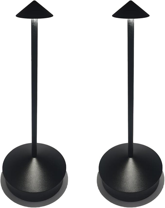 Cordless Rechargeable LED Table Lamps, 1800mAh Battery Desk Lamp Outdoor Portable Touch Dimmable Table Night Light for Patio Restaurant Dining Home Set of 2 Black