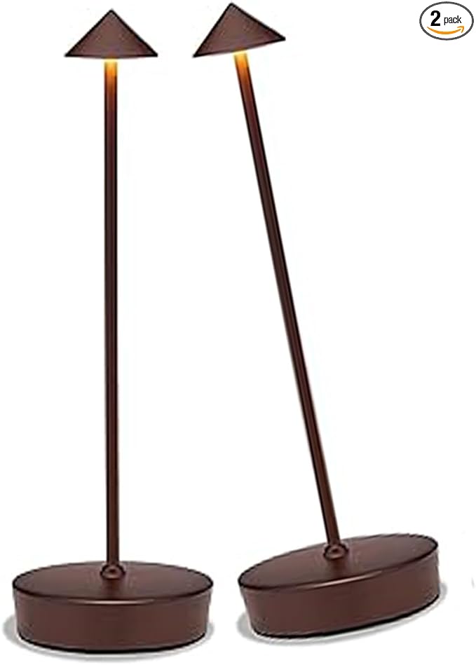 2 Packs Rust Cordless Rechargeable Table Lamp 7200mAh Portable Touch Control LED Dimmable Rusty Table Lamp for Bedroom Reading