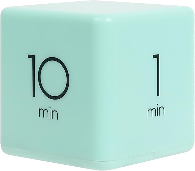 mooas Cube Timer (Mint), Flip Timer Productivity Timer, Time Management, Block Timer Kids Cube Timer Kitchen Timer Desk Timer for Studying Workout Classroom 1, 3, 5, 10 min Timer Setting