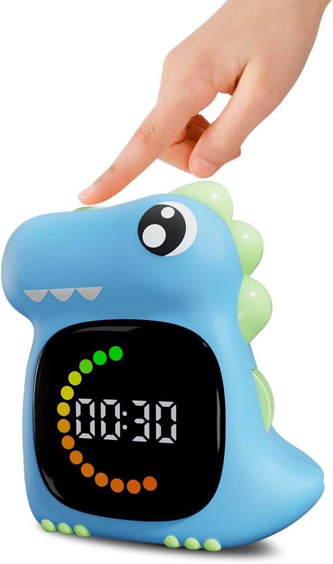 Visual Timer for Kids Light Blue Dinasuor Kids Timer Visual Led Rechargeable Toddler Timer Visual Countdown for Classroom Home Studing Playing