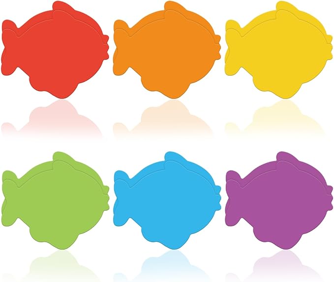 24 Packs Fish Sticky Notes 6 Colors 3 x 3 Inch Ocean Fish Memo Pads Colorful Post Reminder Notes for Annotating Office School Study, 480 Sheets