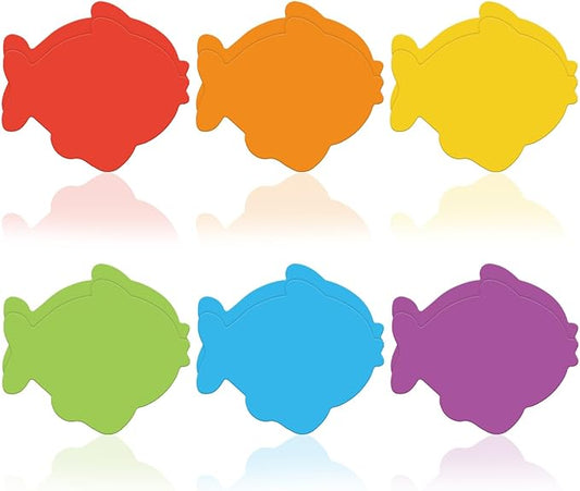 24 Packs Fish Sticky Notes 6 Colors 3 x 3 Inch Ocean Fish Memo Pads Colorful Post Reminder Notes for Annotating Office School Study, 480 Sheets