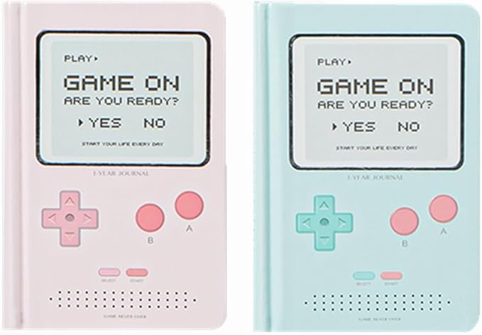 Undated Daily Planner 365 Days Notebook Game Design Pocket Organizer Appointment Book Journal Notebook A6 mini Cute Diary (Pink+Green)