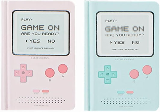 Undated Daily Planner 365 Days Notebook Game Design Pocket Organizer Appointment Book Journal Notebook A6 mini Cute Diary (Pink+Green)