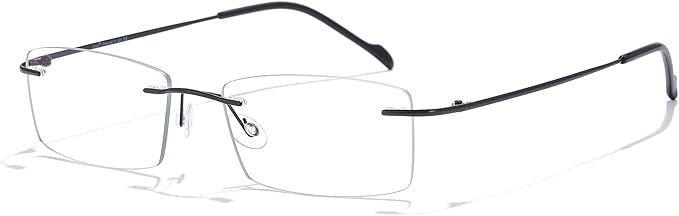 Cyxus Titanium Small Rectangle Blue Light Glasses for Men Blue Light Blocking Eyewear Ultra Light Anti Eye Strain Rimless Eyeglasses Reduce Headache