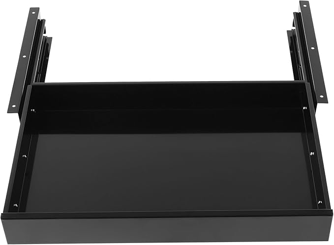Under Desk Mounted Sliding Pull-out Drawer, 21.6 x 14 x 3inch Under Desk Office Storage Organizer, Mounts to Desktops Workbenches Over 0.787 Inches Thick, Load Capacity 2kg, Black