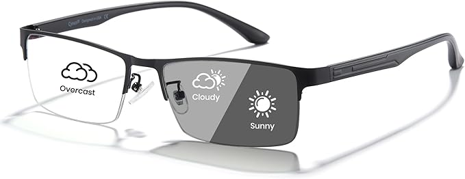 Cyxus Blue Light Glasses for Men Semi Rim Glasses Crystal Lens Rimless Computer UV Blocking Gaming Eyeglasses